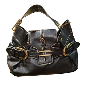 Jimmy Choo Black Leather Hobo Bag with Gold Hardware
